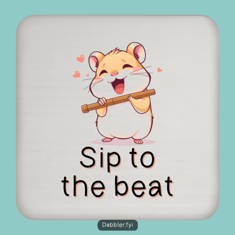 Funny Hamster Flutist Coaster: Protect Surfaces, Joyful Hamster Funny Gift