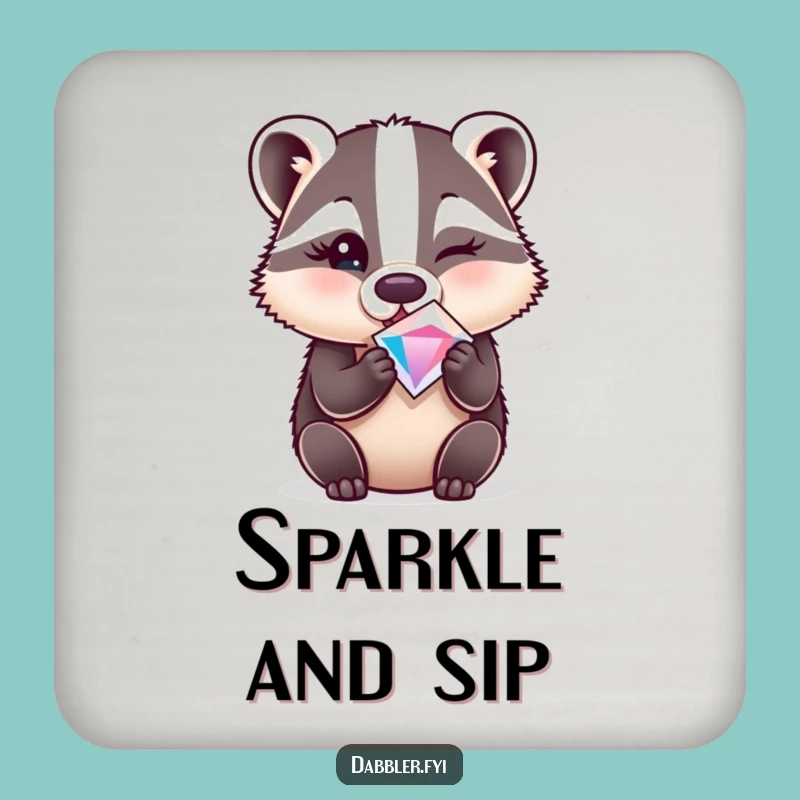 Funny Badger Gem Coaster Set - Protect Your Table with a Wink, Charming Funny Gift!