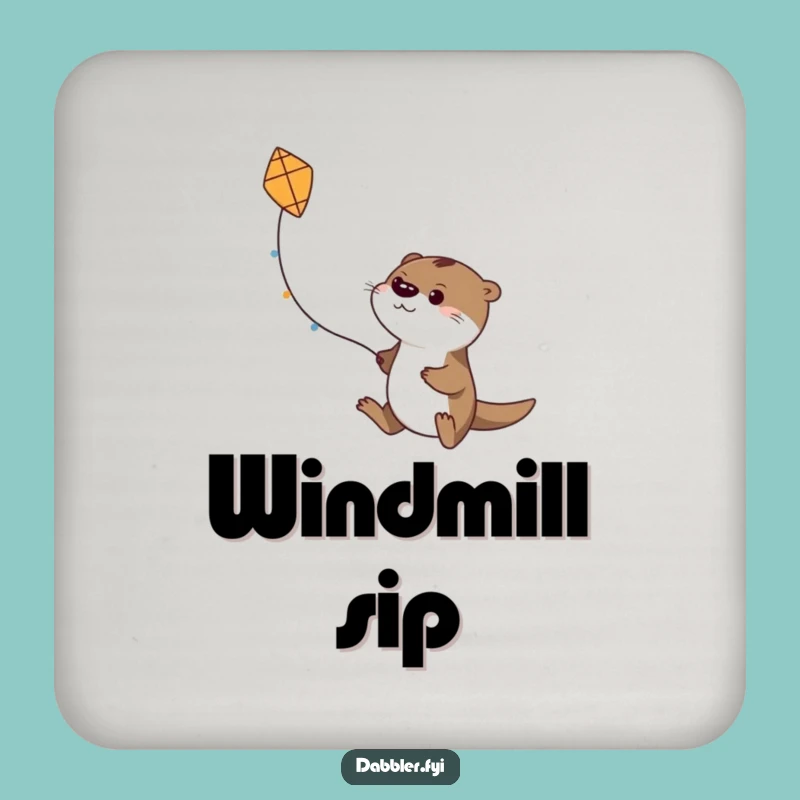 Funny Otter Kite Flyer Coaster: Protect Surfaces, Determined Otter Funny Gift