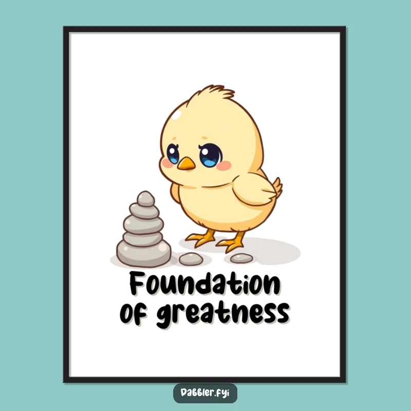 Funny Chick Pebble Art Poster - Motivational Decor, Hilarious Funny Gift!