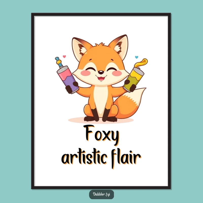 Funny Fox Juggling Poster - Whimsical Art Print for Creative Spaces Gift