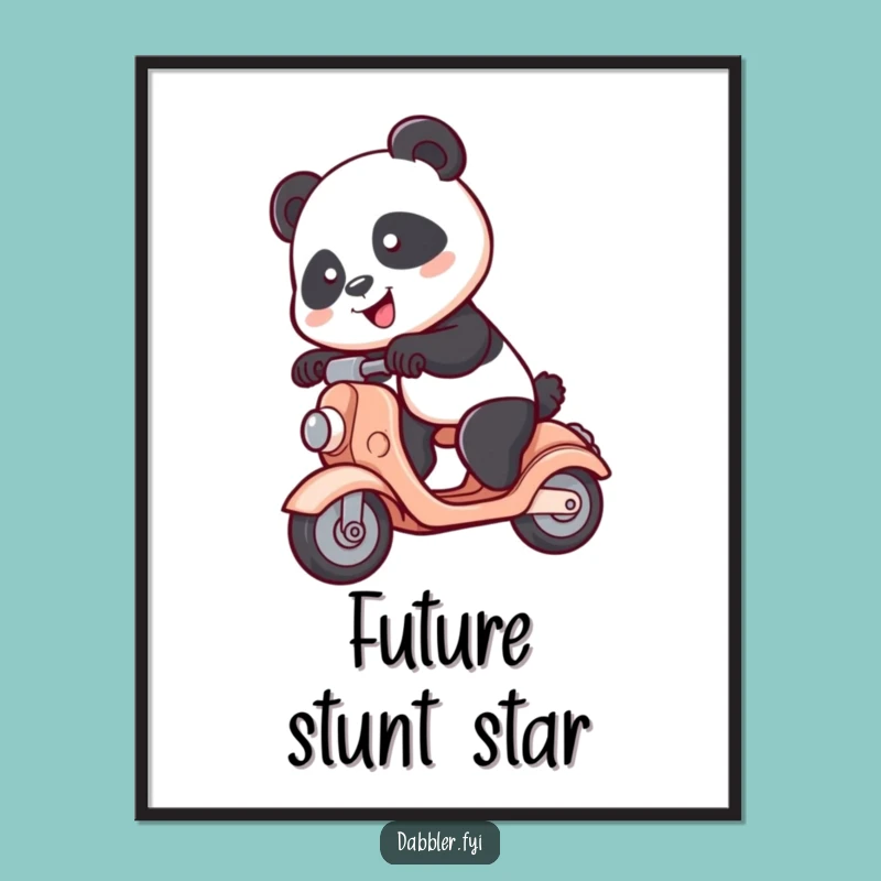 Funny Panda Scooter Poster: Spunky Panda Art, Hilarious Wall Decor, Perfect Funny Gift