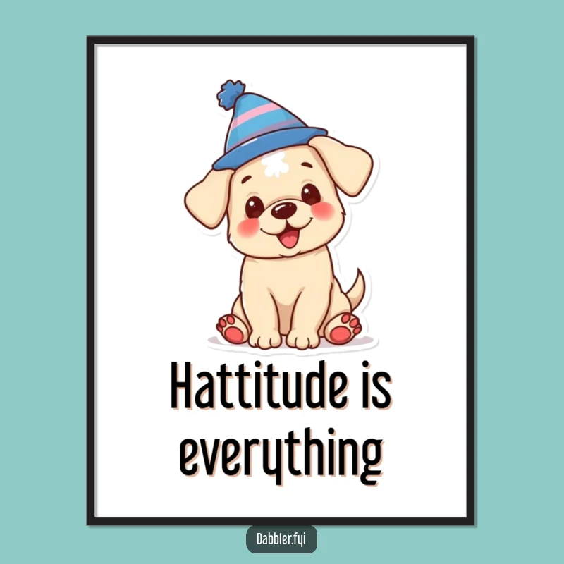 Funny Puppy Hat Poster: Adorable Dog Art, a Charming & Silly Funny Gift