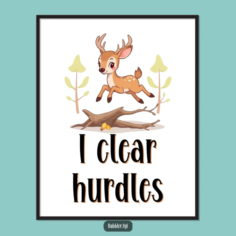 Funny Perky Deer Poster: Artistic Leaping Scene, Humorous Wall Art Decor