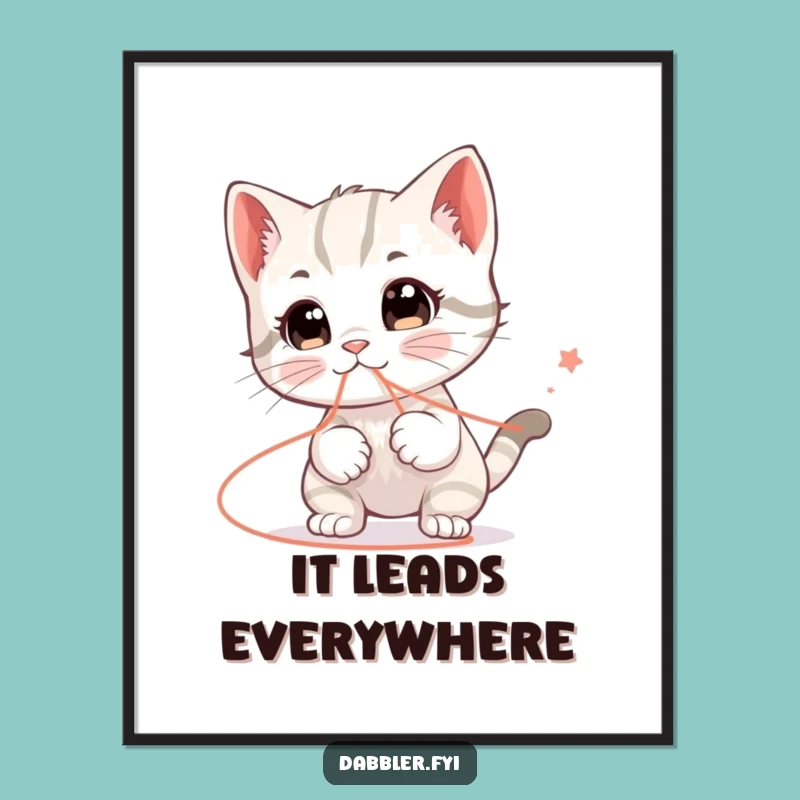 Funny Kitten String Poster: Decorate with Hilarious Feline Art