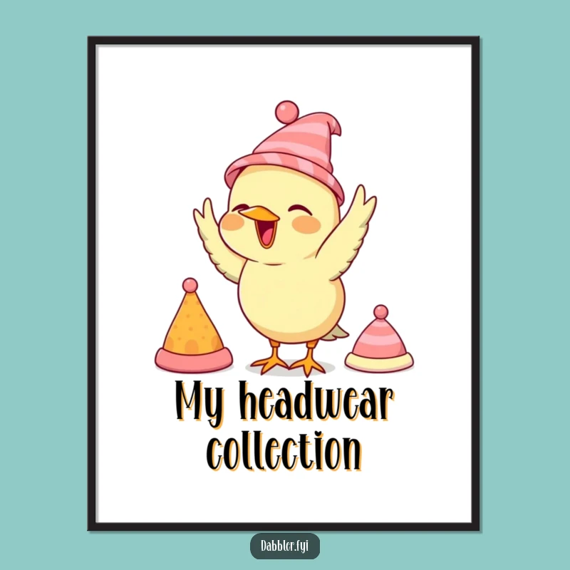 Funny Bird Hat Poster: Whimsical Fowl Fashion Art, Humorous Wall Decor