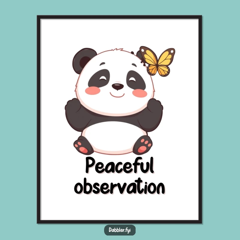 Funny Panda Butterfly Poster - Serene Wall Art, Charming Funny Gift!