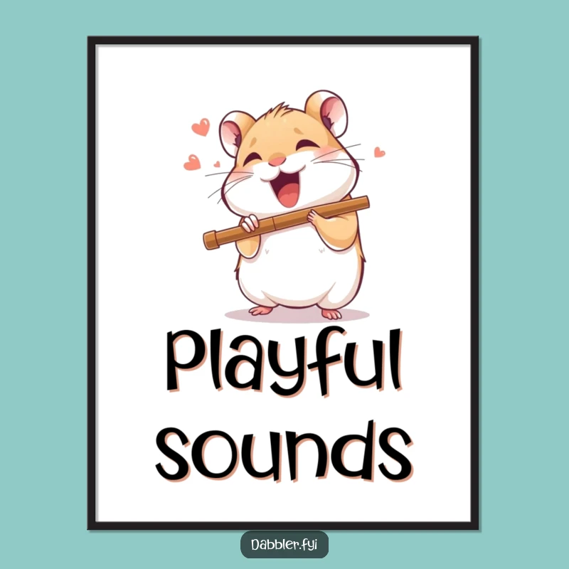 Funny Hamster Flutist Poster: Joyful Hamster Music Art, Whimsical Funny Gift