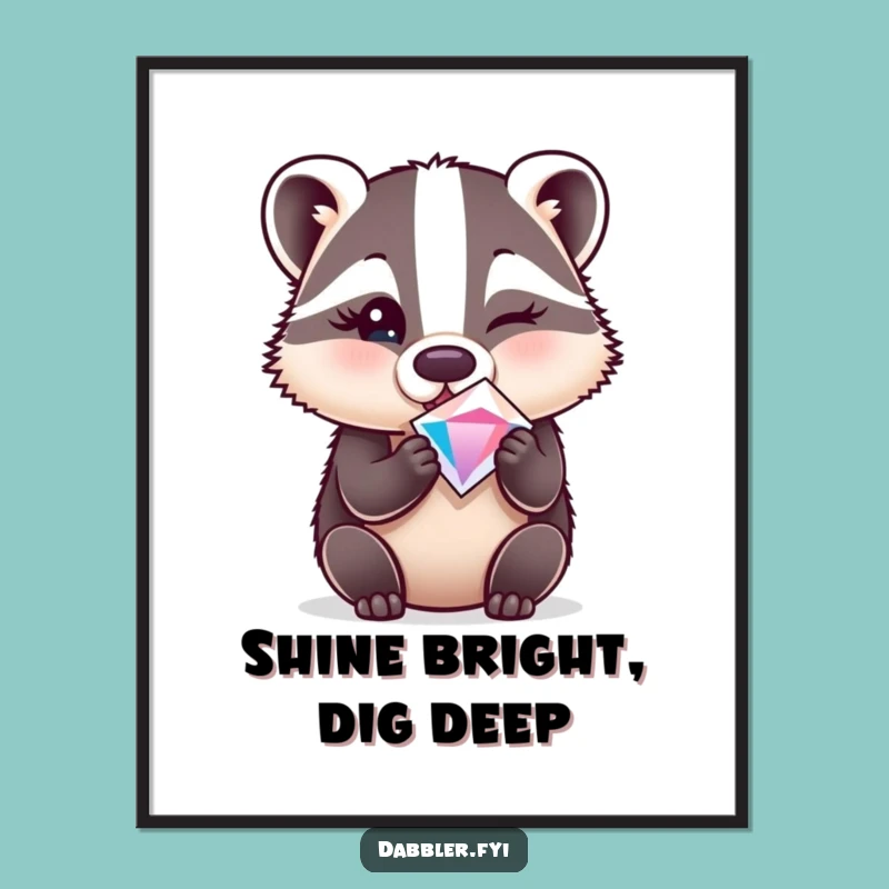 Funny Badger Gem Poster - Quirky Wall Art, Hilarious Funny Gift!