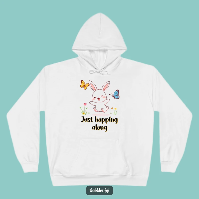 Cozy Funny Rabbit & Butterfly Hoodie: Joyful Character, Warm Humorous Gift