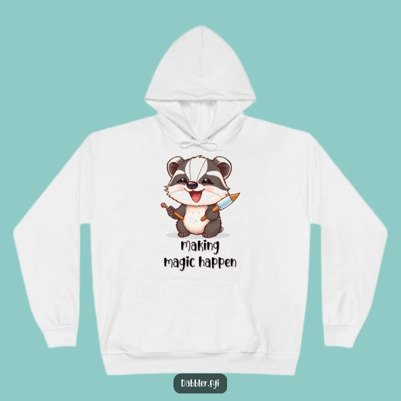Funny Badger Palette Knife Hoodie: Cozy Creation Wear, Ideal Humorous Art Gift