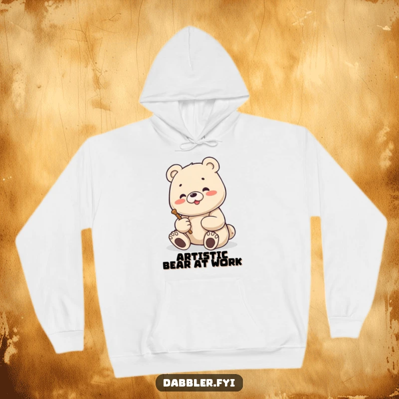 Funny Bear Hoodie: Content bear focused on sculpting a small figure, radiating cozy creativity and humorous artistic passion.