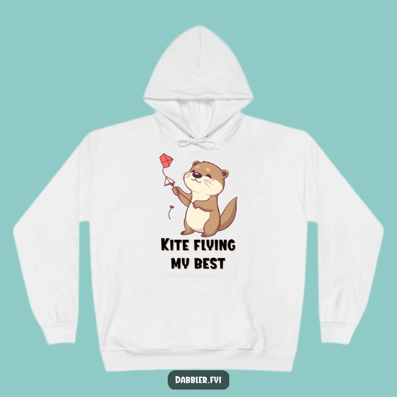 Funny Otter Kite Flyer Hoodie: Determined Character Flying a Handmade Kite