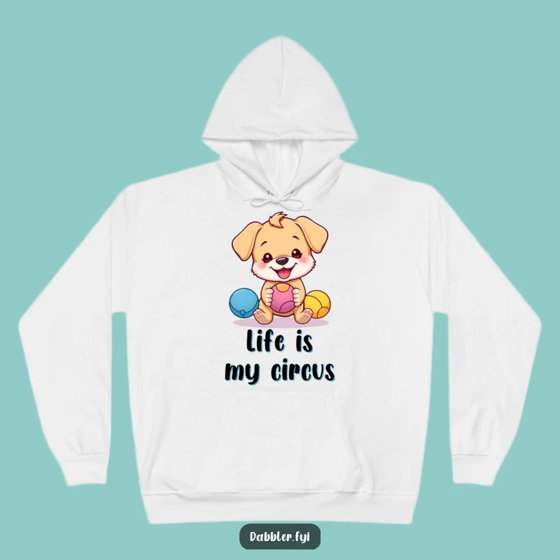 Funny Puppy Juggling Hoodie: Stay Cozy with Hilarious Pup Play