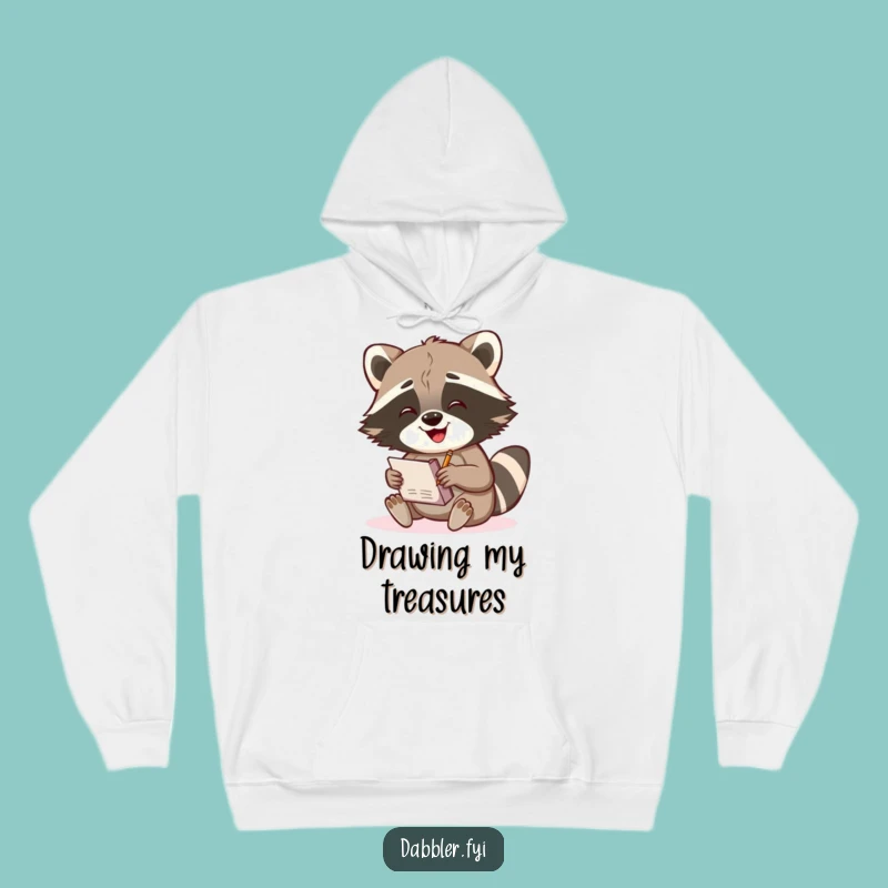 Funny Raccoon Sketch Hoodie: Cozy Artist Raccoon, Warm Creativity, Perfect Funny Gift