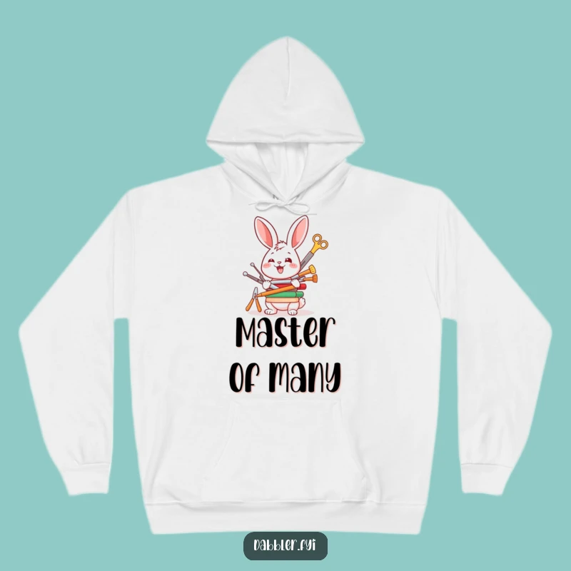 Funny Rabbit Crafter Hoodie: Cozy Bunny Balancing Tools, Perfect Warm Funny Gift
