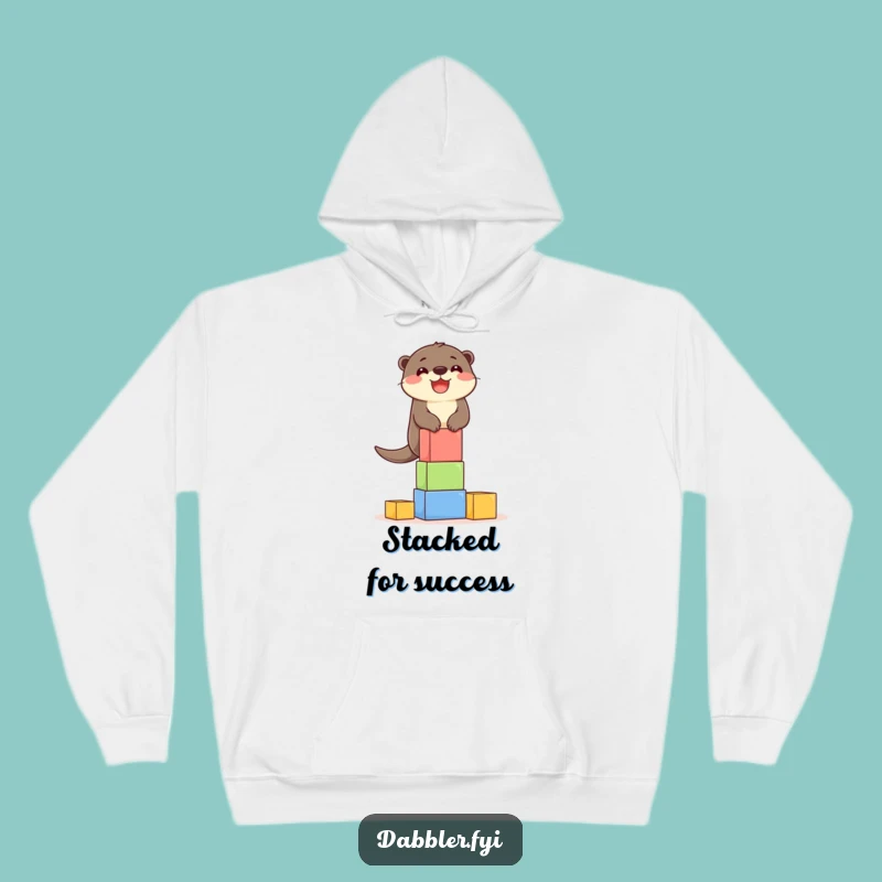 Funny Otter Blocks Hoodie: Cozy Up with a Delighted Otter's Tower!