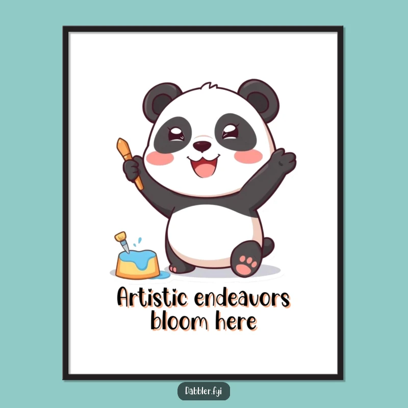 Joyful Panda Painting Funny Free Printable Wall Art - Downloadable Home Decor Gift