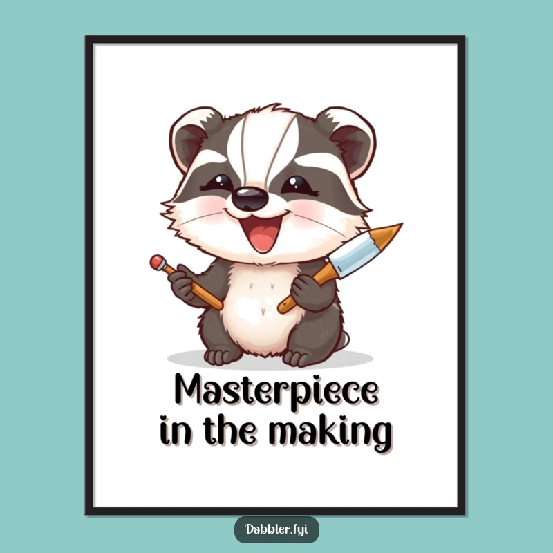 Free Printable Wall Art: Badger Artist Funny Downloadable Art Gift