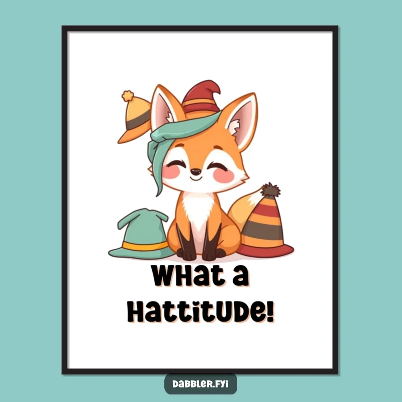 Free Printable Wall Art: Giggling Fox's Funny Hat Collection Downloadable Decor