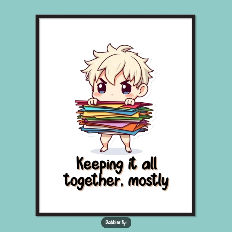 Funny Free Printable Wall Art: Balancing Scraps, Humorous Downloadable Decor for Creative Spaces