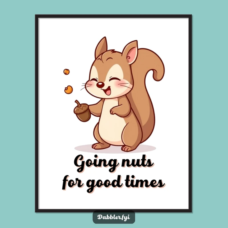 Funny Free Printable Wall Art: Playful Squirrel Acorn Toss - Hilarious Downloadable Decor!