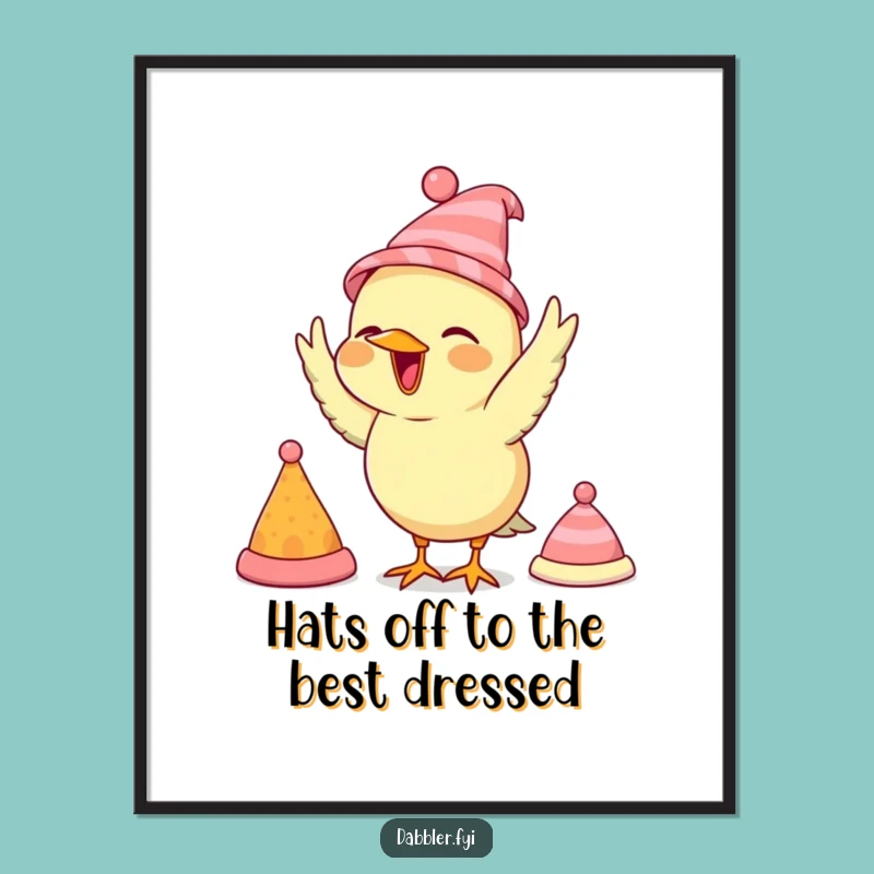 Free Printable Bird Wall Art: Quirky Hat Fashion Downloadable Decor for a Fun Space