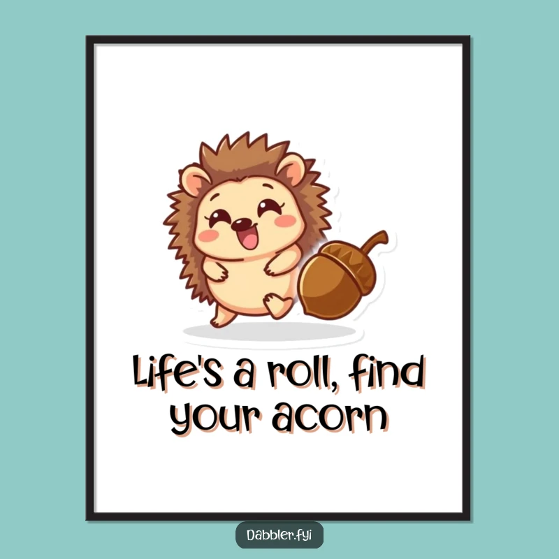 Free Printable Wall Art: Hedgehog Acorn Chase, Whimsical Downloadable Decor