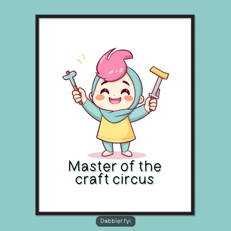 Funny Free Printable Wall Art: Juggling Crafter, Humorous Downloadable Decor for Craft Rooms