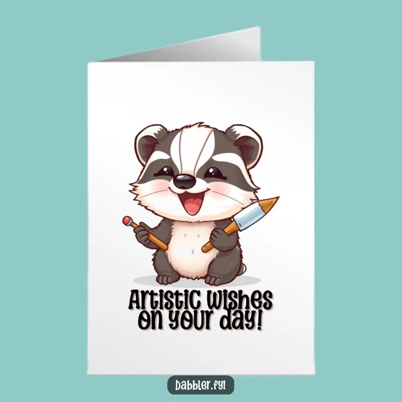 Free Printable Birthday Card: Badger Artist Funny Downloadable Gift