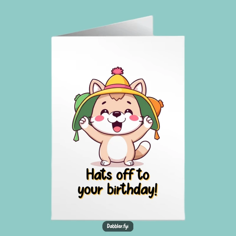 Free Printable Birthday Card: Silly Hat Animal's Funny Downloadable Gift