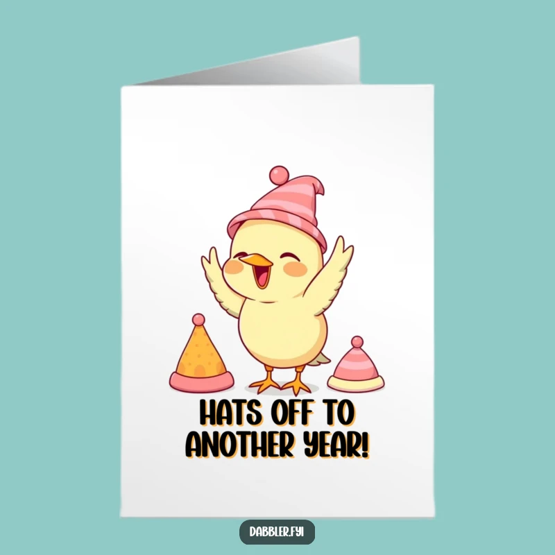 Free Printable Bird Birthday Card: Funny Hat-Loving Downloadable Gift for a Quirky Celebration
