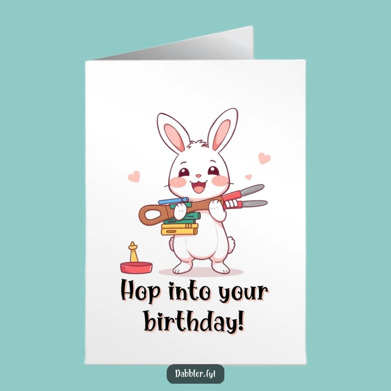 Free Printable Birthday Card: Funny Rabbit Crafter, Hilarious DIY Downloadable Gift
