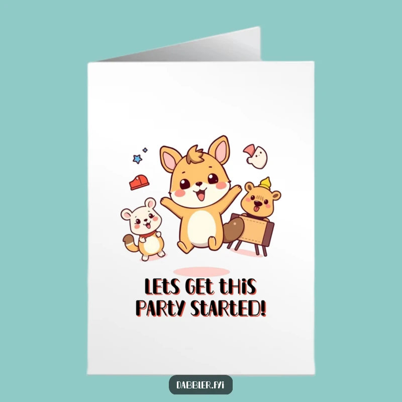Free Printable Birthday Card: Energetic Animal, Downloadable Fun Bouncing Greeting