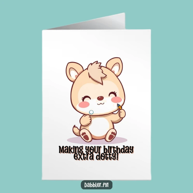 Free Printable Birthday Card: Cheerful Painter Animal, Funny Downloadable Art for a Colorful Celebration