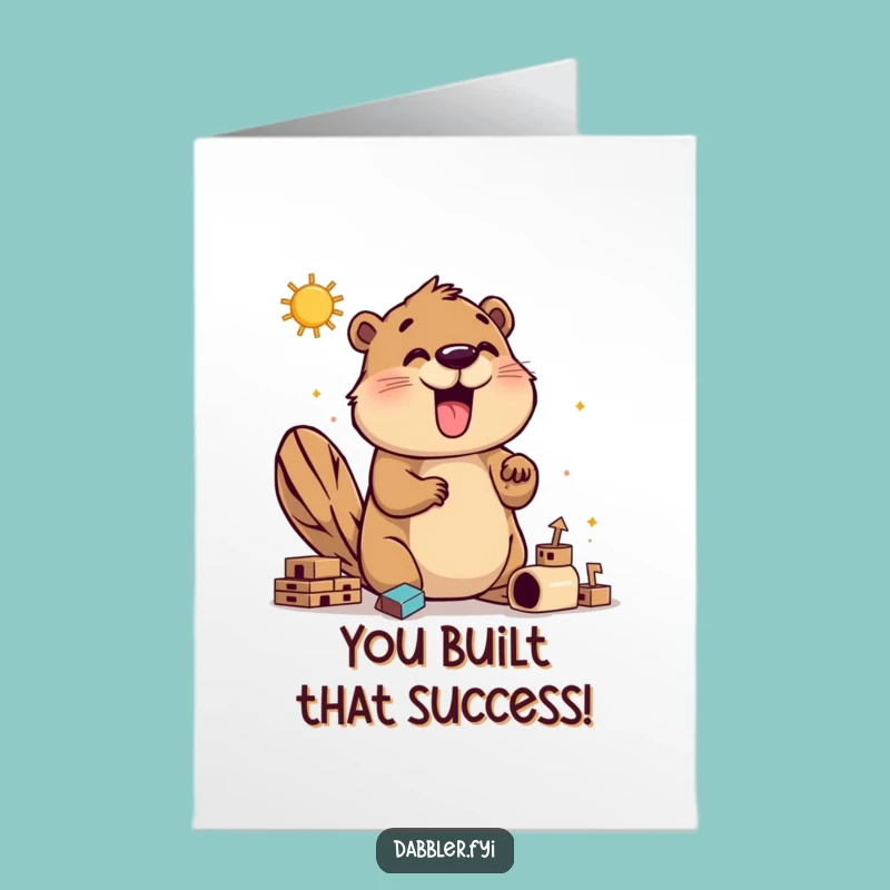 Free Printable Beaver Congrats Card - Building Success Downloadable Gift