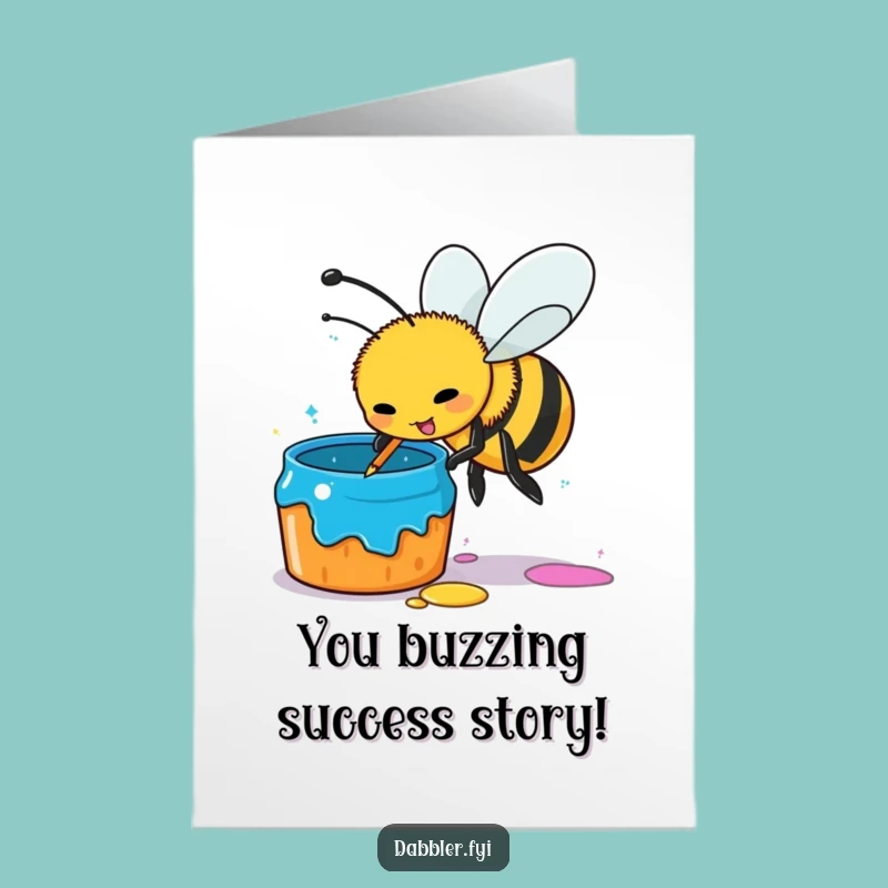 Free Printable Bee Paint Congratulations Card: Funny Downloadable DIY Gift for New Artists