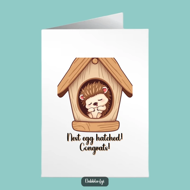 Sleepy Hedgehog Birdhouse Funny Free Printable Congrats Card - Downloadable DIY Gift
