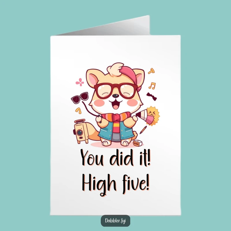 Free Printable Congrats Card: Amusing Animal Accessories, Downloadable Funny Celebration Greeting