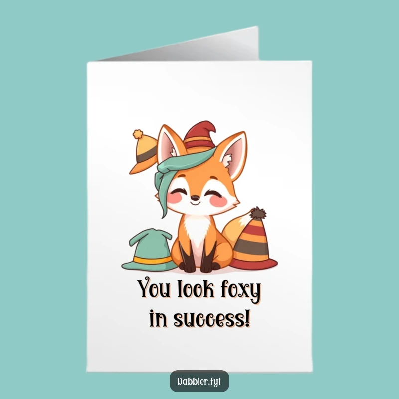 Free Printable Congrats Fox Card: Funny Hat Style Achievement Downloadable Gift