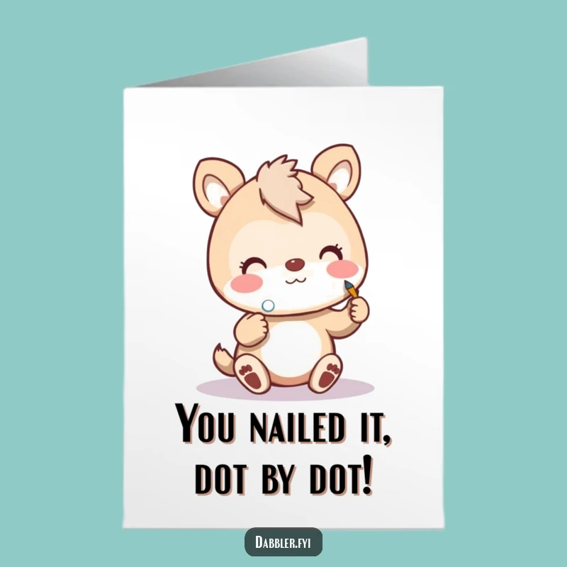 Free Printable Congrats Card: Animal Artist Painting, Humorous Downloadable Gift for Achievements