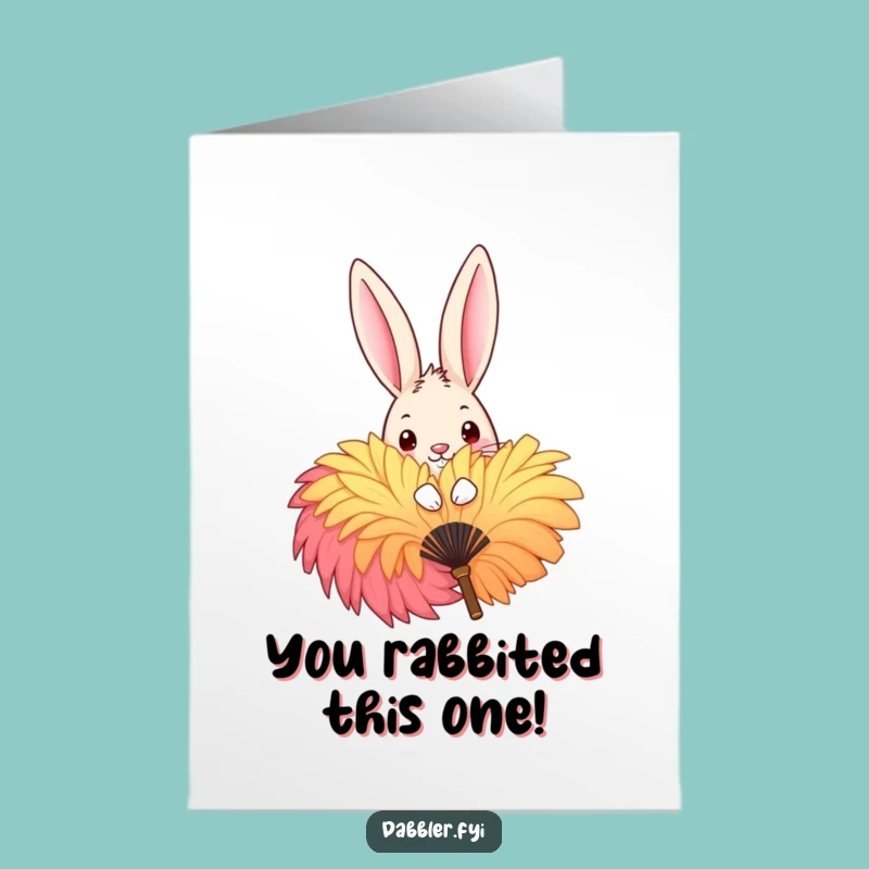 Free Printable Congrats Card: Rabbit Fan Peek - Funny Downloadable Greeting
