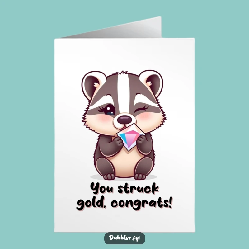 Free Printable Congrats Card: Badger & Gem, Print-at-Home, Funny Downloadable Gift