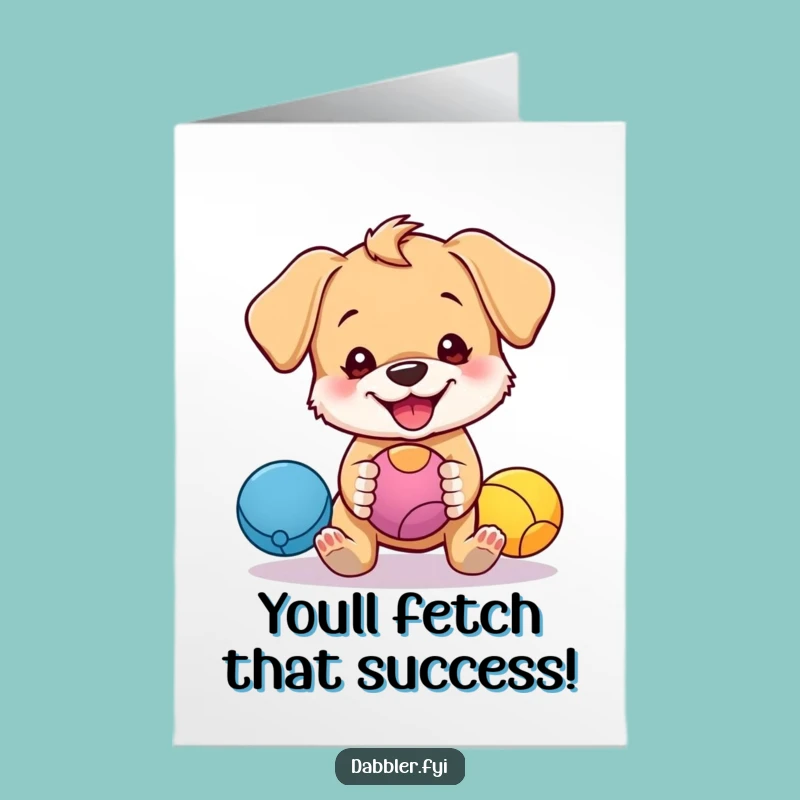 Free Printable Congrats Card: Puppy Juggling, Humorous DIY Downloadable Gift
