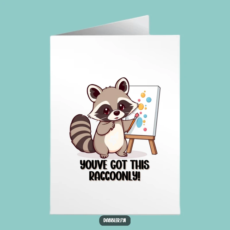 Free Printable Congratulations Card: Raccoon Tail Painter Funny Downloadable Gift