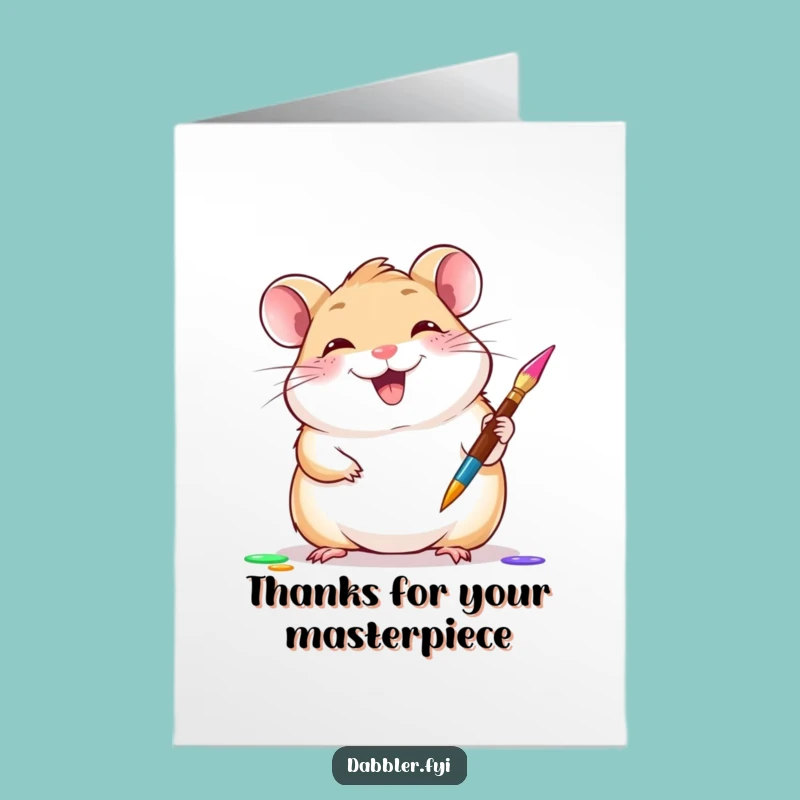 Free Printable Thank You Card: Hamster Artist, Downloadable Gesture