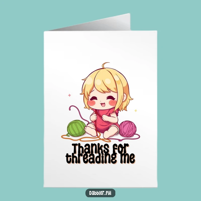 Free Printable Thank You Card: Quirky Thread Character, Humorous DIY Downloadable Gift