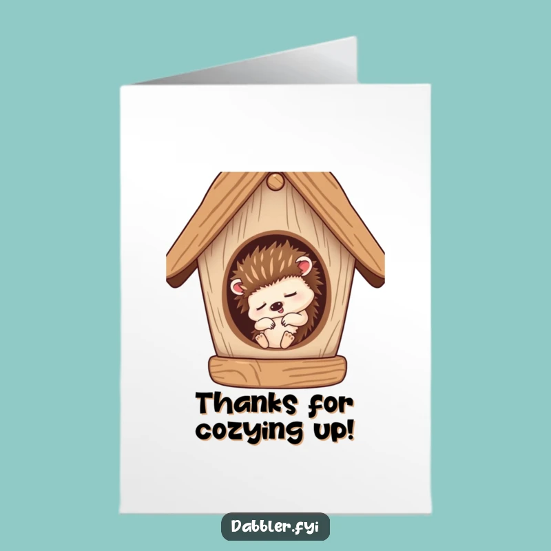 Sleepy Hedgehog Birdhouse Funny Free Printable Thank You Card - Downloadable DIY Gift