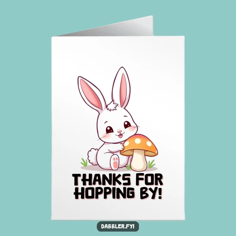 Free Printable Thank You Card: Bunny's Mushroom Thanks - Downloadable Gratitude
