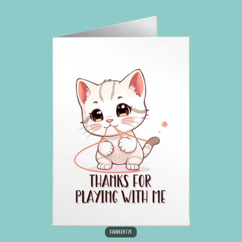 Free Printable Thank You Card: Kitten & String, Sweet DIY Downloadable Gift